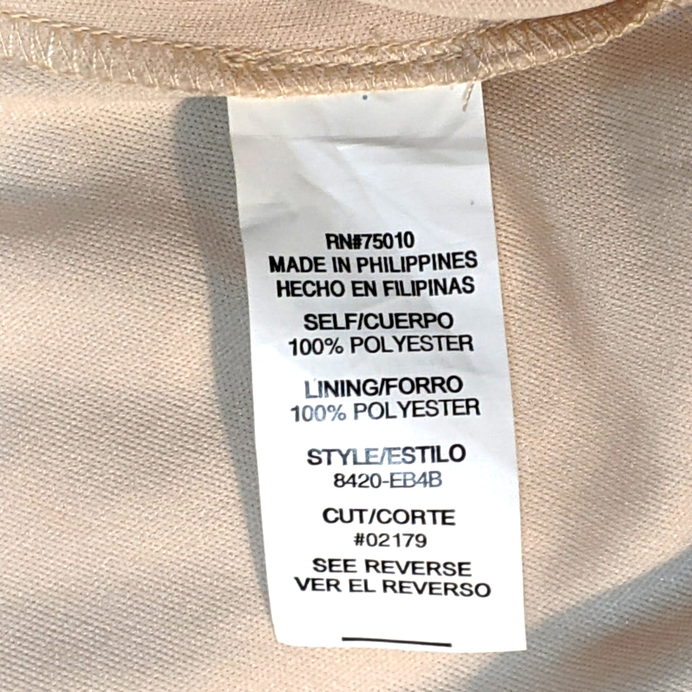 City Triangle Beige Shoulder Strapped Gown w/ Pleated Chest & Side Slit, 7 - Picture 10 of 12
